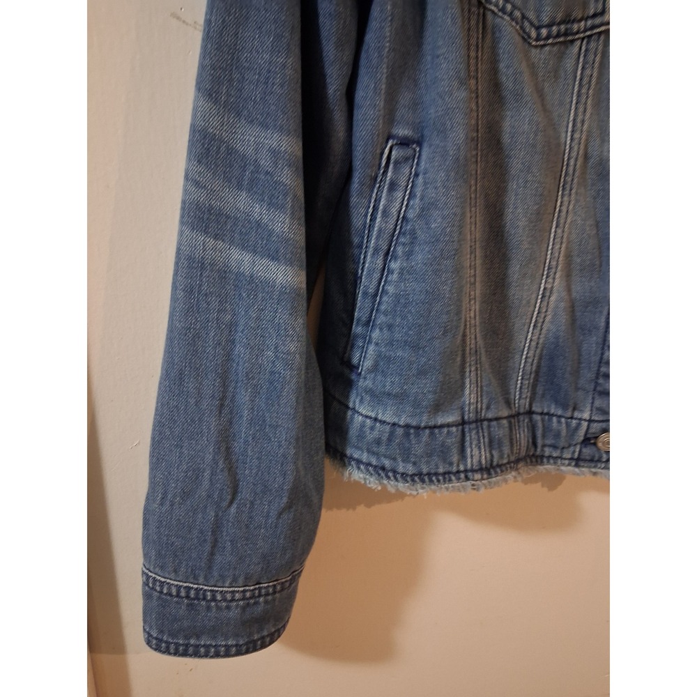Tommy Bahama Womens Medium Wash Denim Jacket Tropical Floral Back Frayed M - Picture 4 of 13